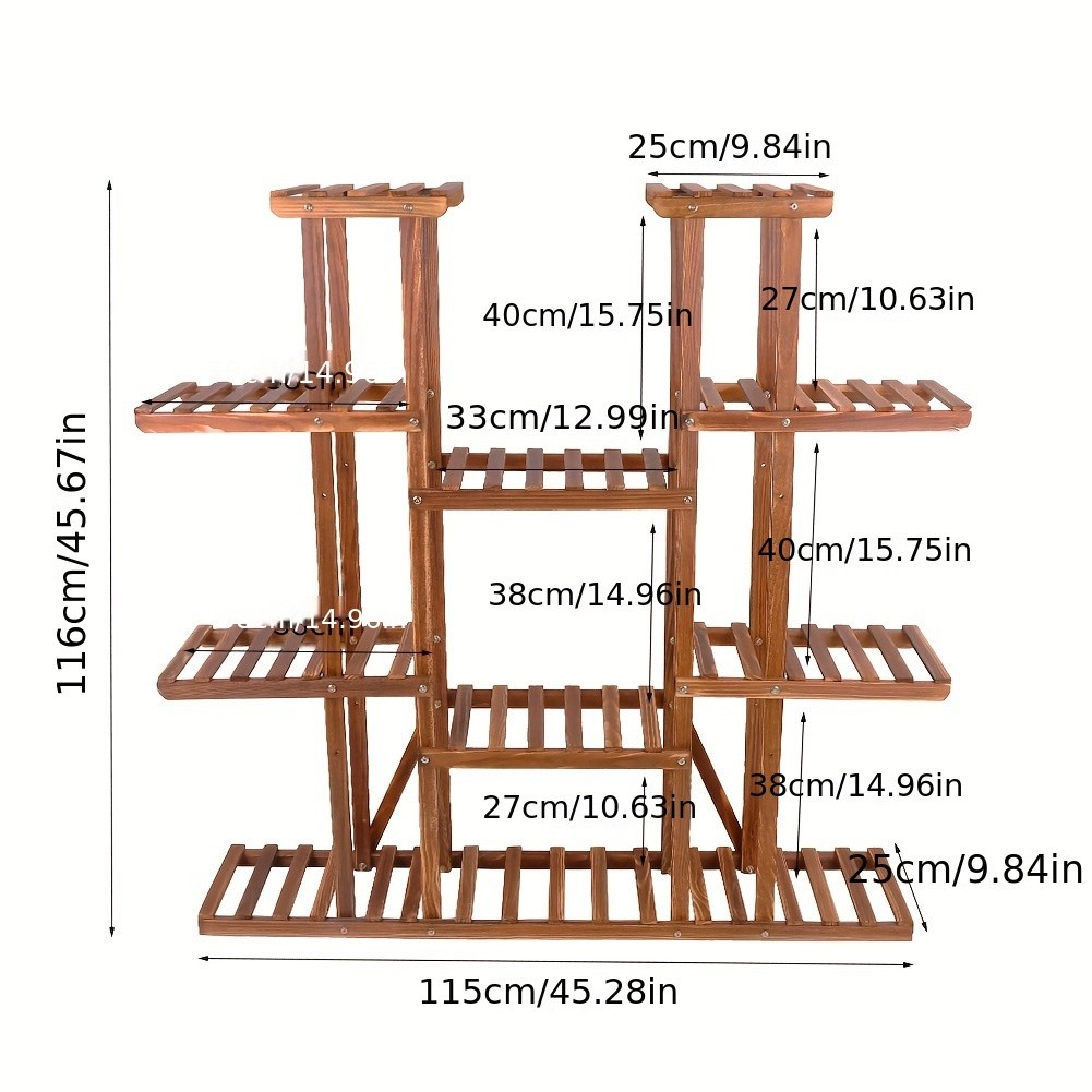 wisfor 11-Tier Wooden Plant Stand  Elegant Display Rack for Your Garden & Home