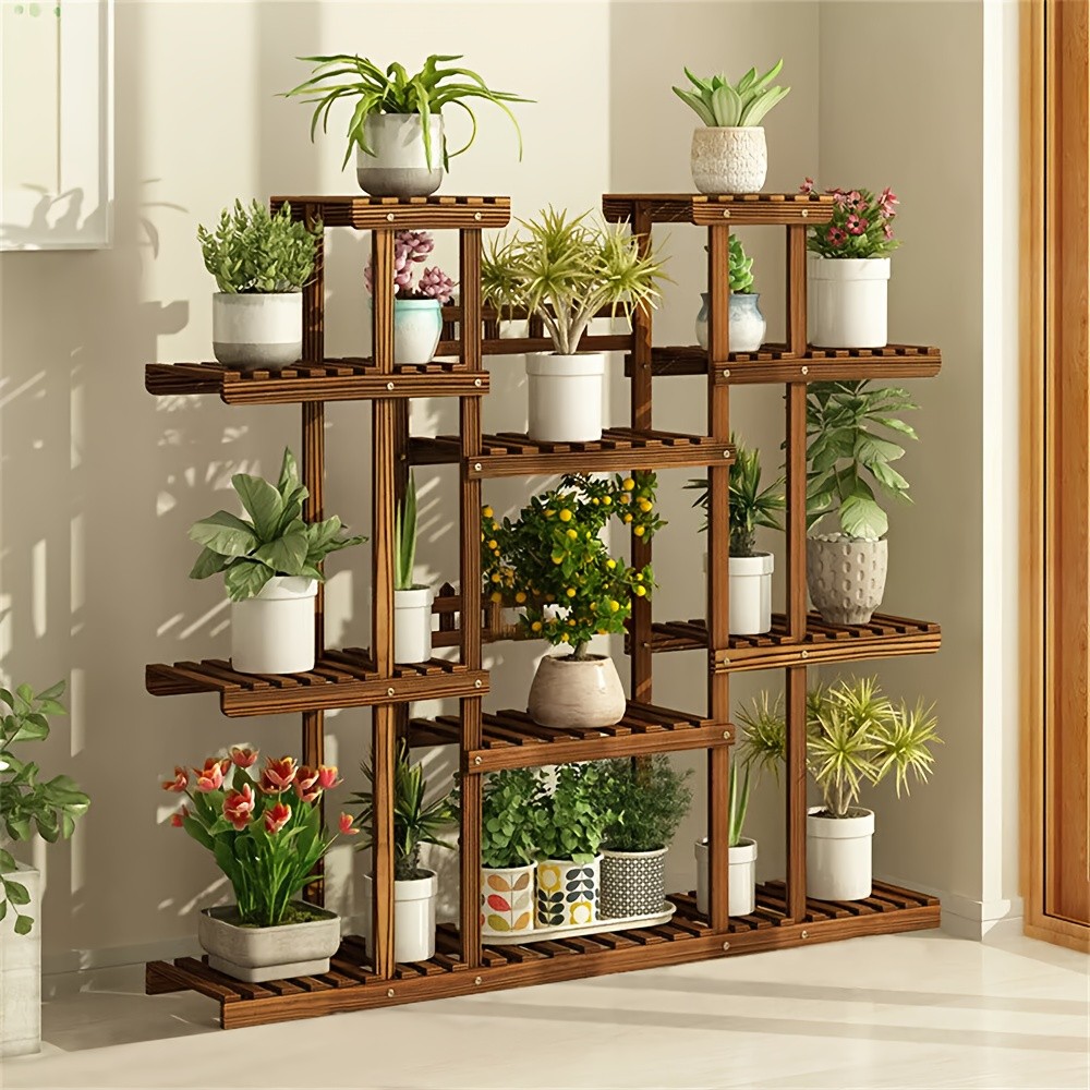 wisfor 11-Tier Wooden Plant Stand  Elegant Display Rack for Your Garden & Home