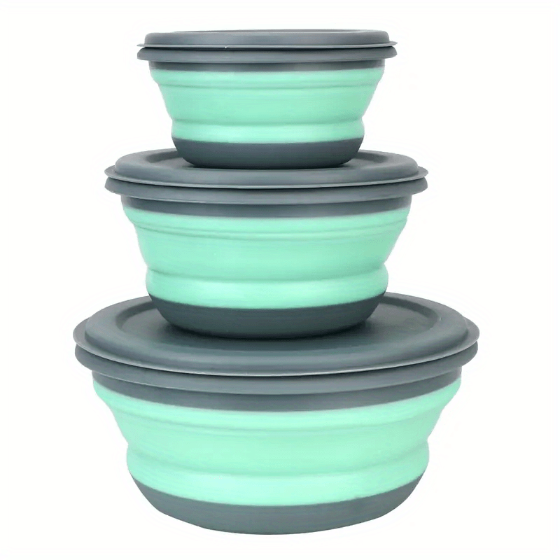 FARIDABIO Silicone Folding Bowls with Lid  Portable and Expandable Food Storage for Outdoor Adventures