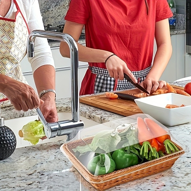 FARIDABIO Bread Basket with Clear Acrylic Lid  Stylish and Durable Food Storage for Pastries and Desserts