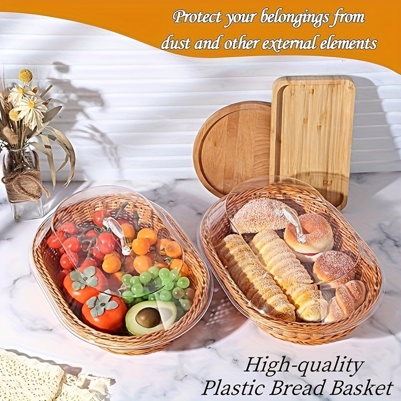 FARIDABIO Bread Basket with Clear Acrylic Lid  Stylish and Durable Food Storage for Pastries and Desserts