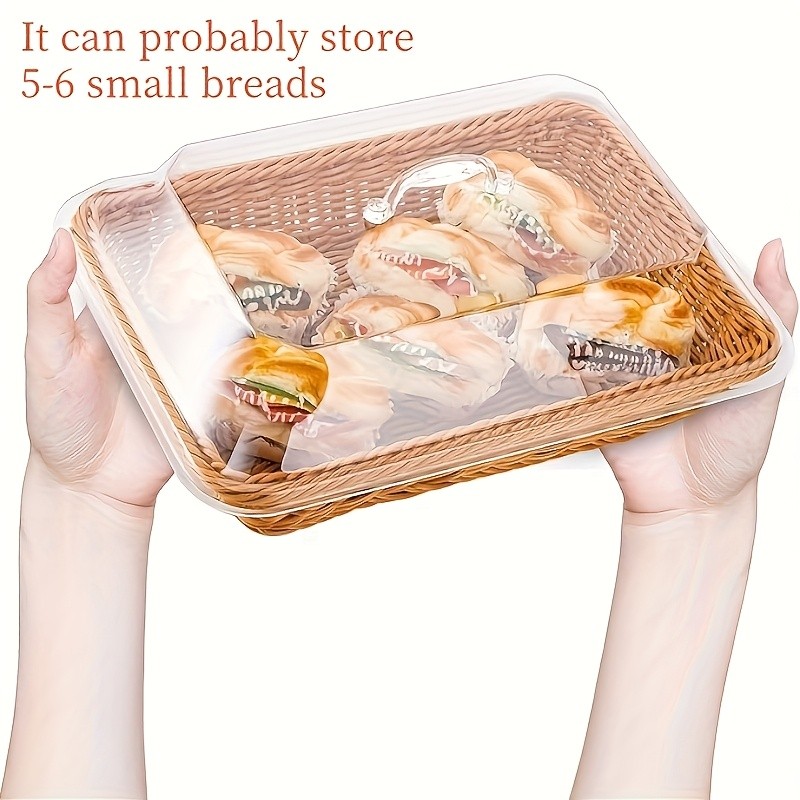 FARIDABIO Bread Basket with Clear Acrylic Lid  Stylish and Durable Food Storage for Pastries and Desserts