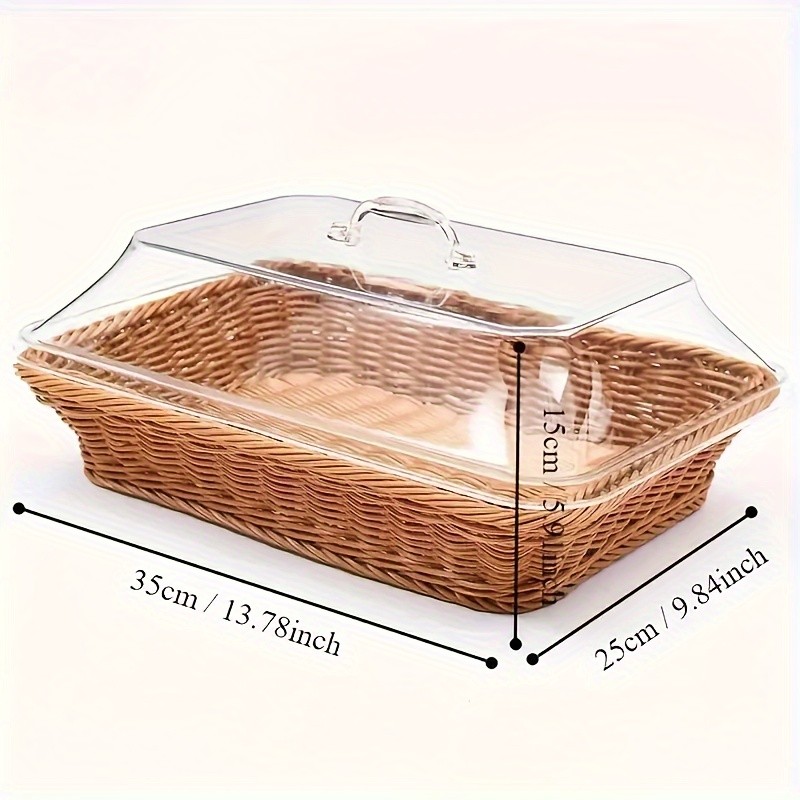 FARIDABIO Bread Basket with Clear Acrylic Lid  Stylish and Durable Food Storage for Pastries and Desserts