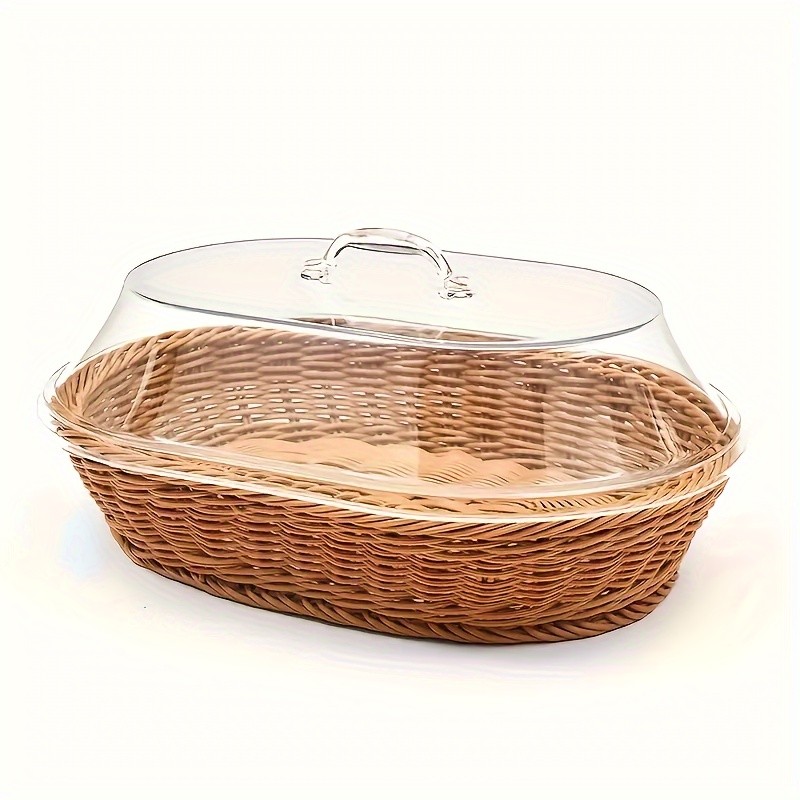 FARIDABIO Bread Basket with Clear Acrylic Lid  Stylish and Durable Food Storage for Pastries and Desserts