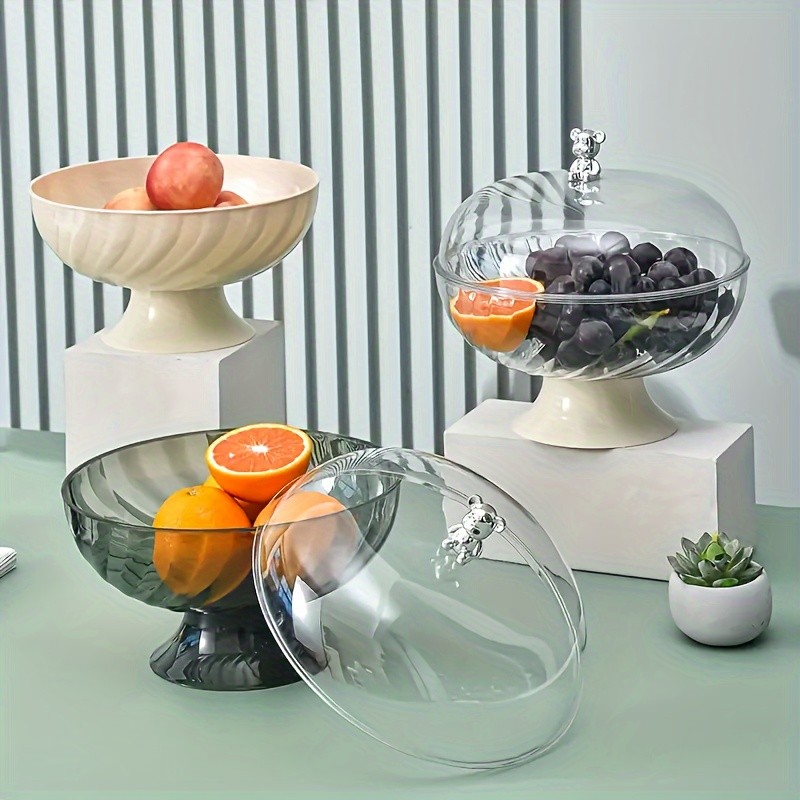 FARIDABIO Versatile Countertop Fruit Tray  Fruit Bowl with Lid and Drainage Holes