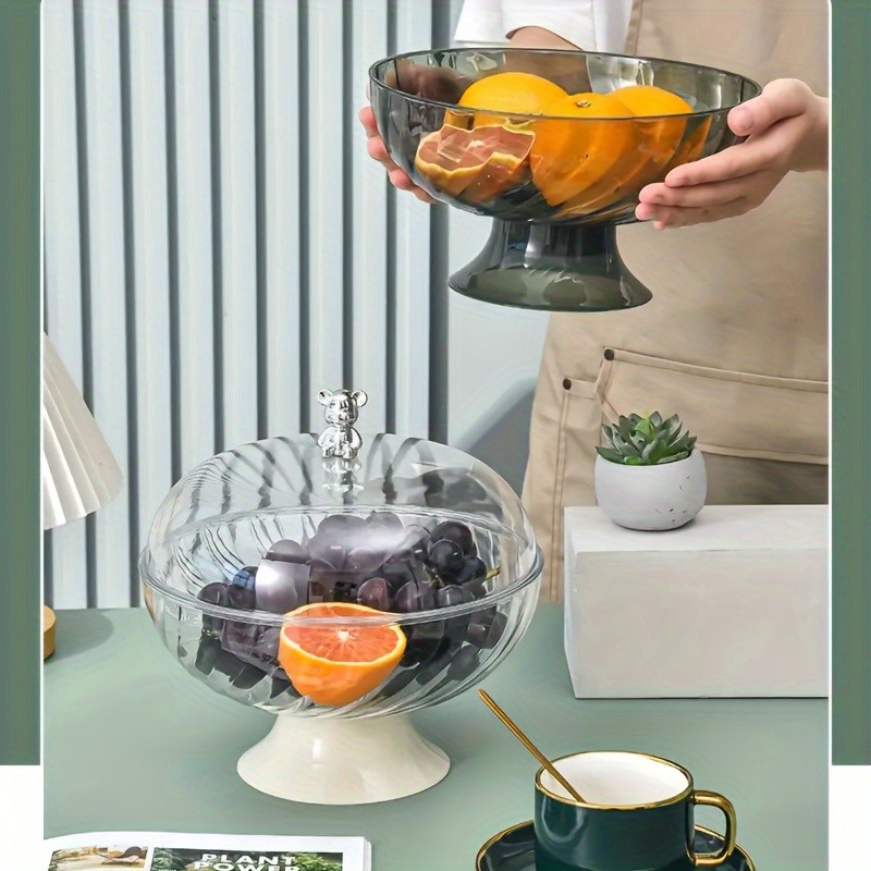 FARIDABIO Versatile Countertop Fruit Tray  Fruit Bowl with Lid and Drainage Holes