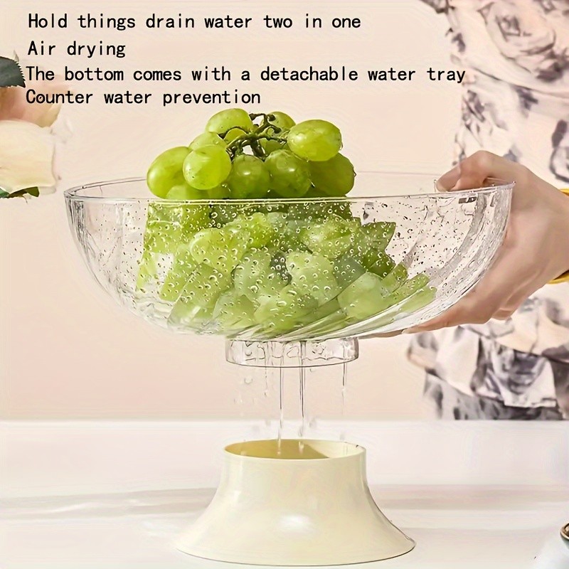 FARIDABIO Versatile Countertop Fruit Tray  Fruit Bowl with Lid and Drainage Holes