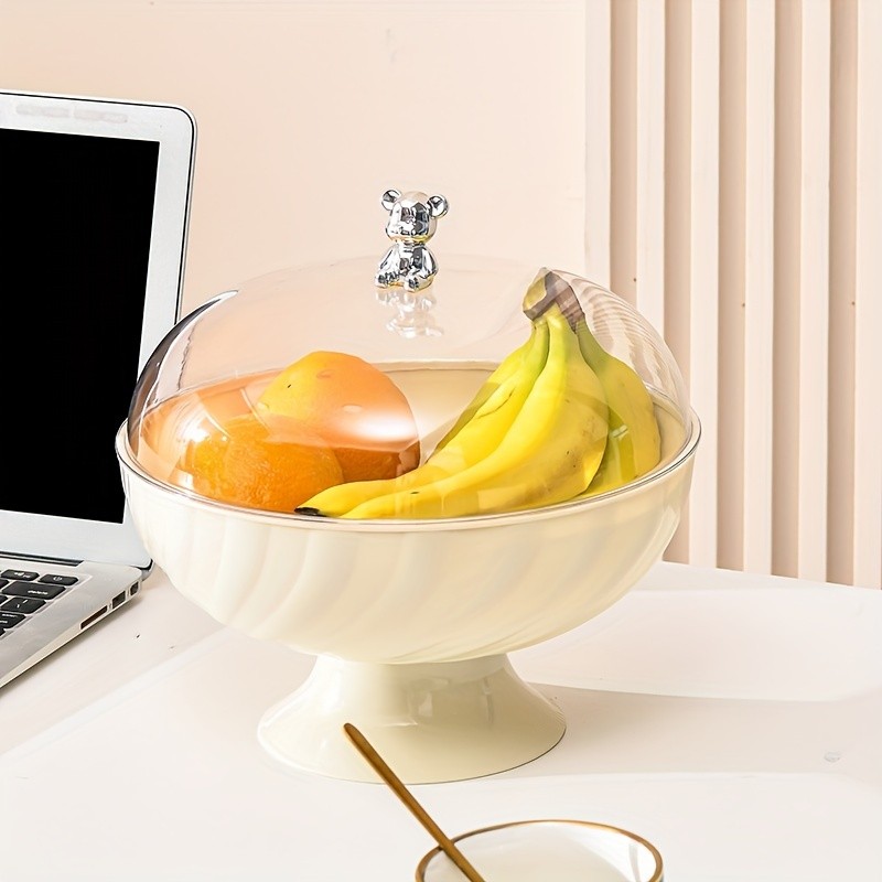 FARIDABIO Versatile Countertop Fruit Tray  Fruit Bowl with Lid and Drainage Holes