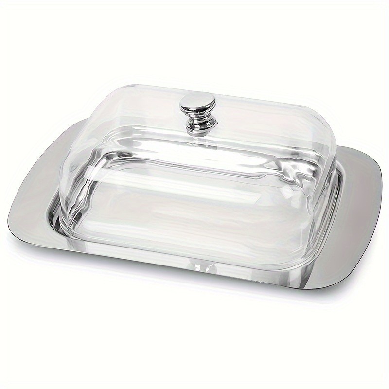 FARIDABIO Premium Butter Dish  Stainless Steel Butter Keeper with Plastic Cover