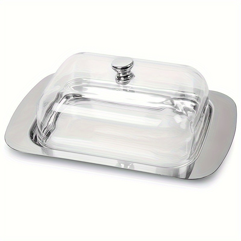 FARIDABIO Premium Butter Dish  Stainless Steel Butter Keeper with Plastic Cover