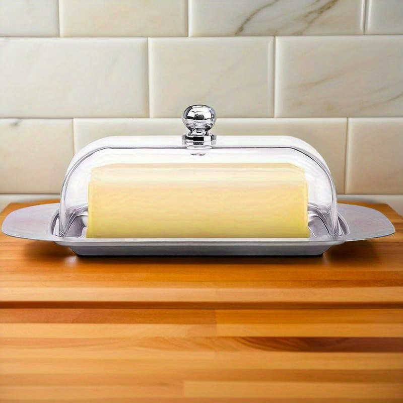FARIDABIO Premium Butter Dish  Stainless Steel Butter Keeper with Plastic Cover