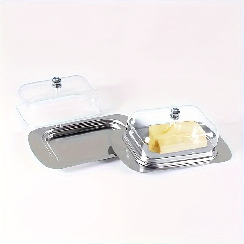 FARIDABIO Premium Butter Dish  Stainless Steel Butter Keeper with Plastic Cover