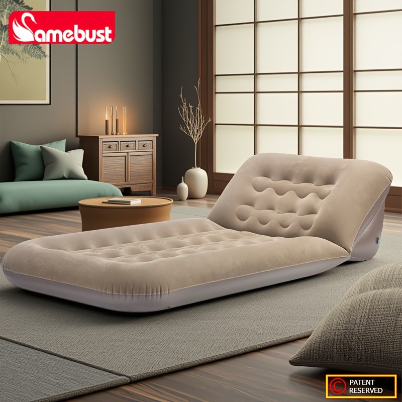 CAMEBUST Inflatable Flocking Sofa  Adjustable Single Foldable Airbed Mattress for Home and Outdoor Relaxation