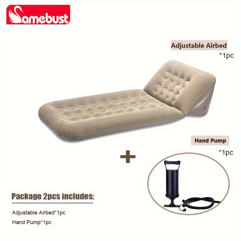 CAMEBUST Portable Inflatable Double Bed  Rectangular Travel Mattress with Adjustable Height