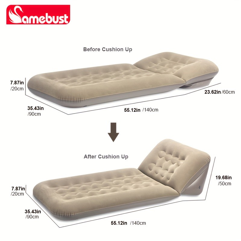 CAMEBUST Portable Inflatable Double Bed  Rectangular Travel Mattress with Adjustable Height