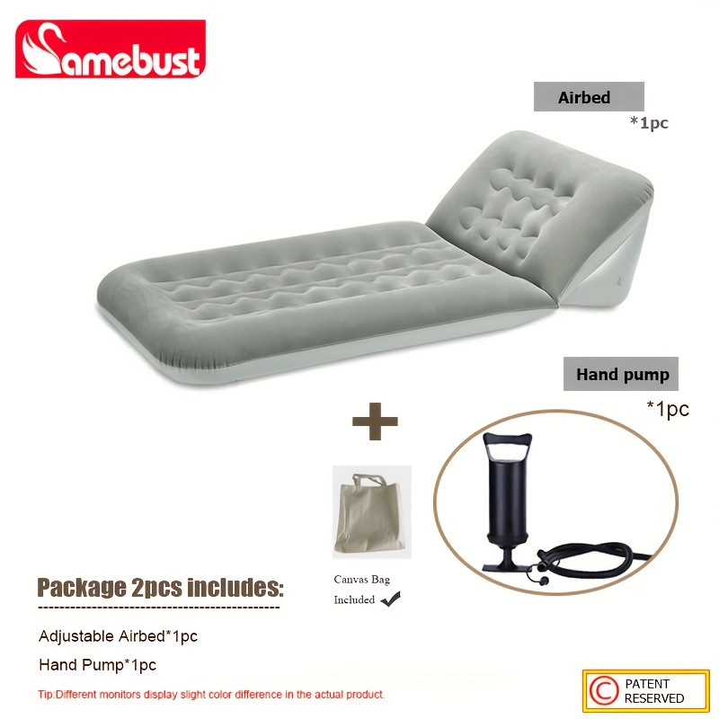 CAMEBUST Portable Inflatable Double Bed  Rectangular Travel Mattress with Adjustable Height