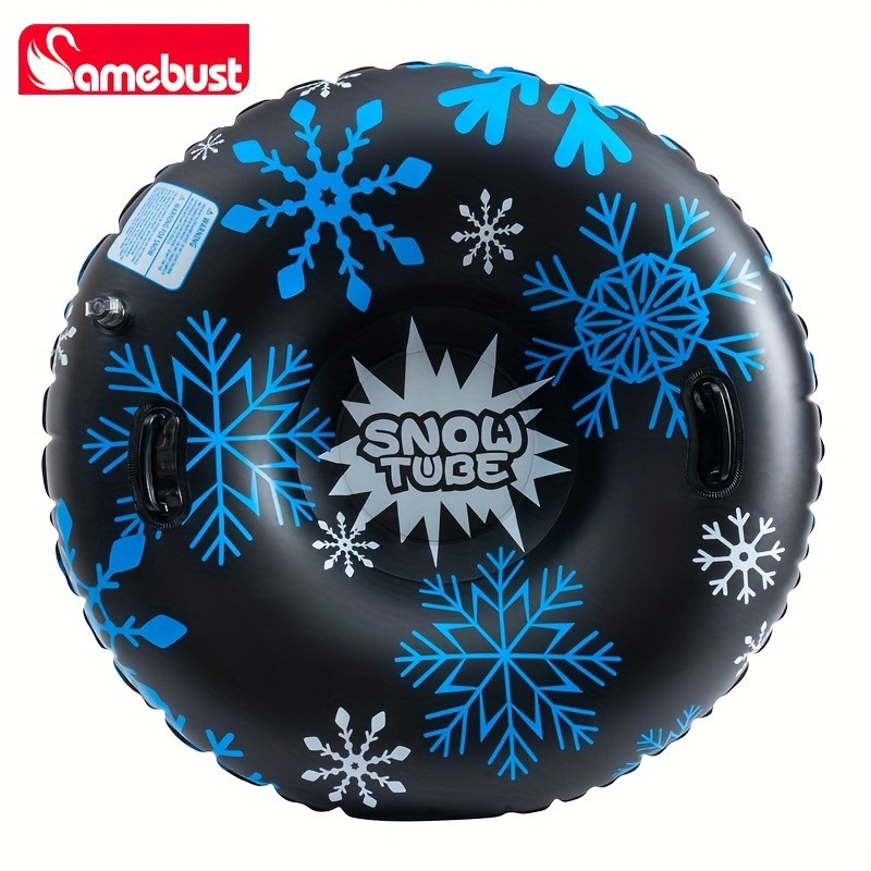 CAMEBUST 47-Inch Black Inflatable Snow Tube  Durable PVC White Snow Sled for Family Fun