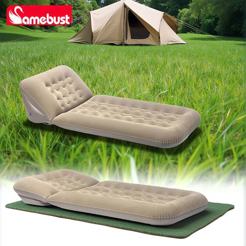 CAMEBUST Inflatable Flocked PVC Sofa Single Foldable Air Mattress for Home and Outdoor Use