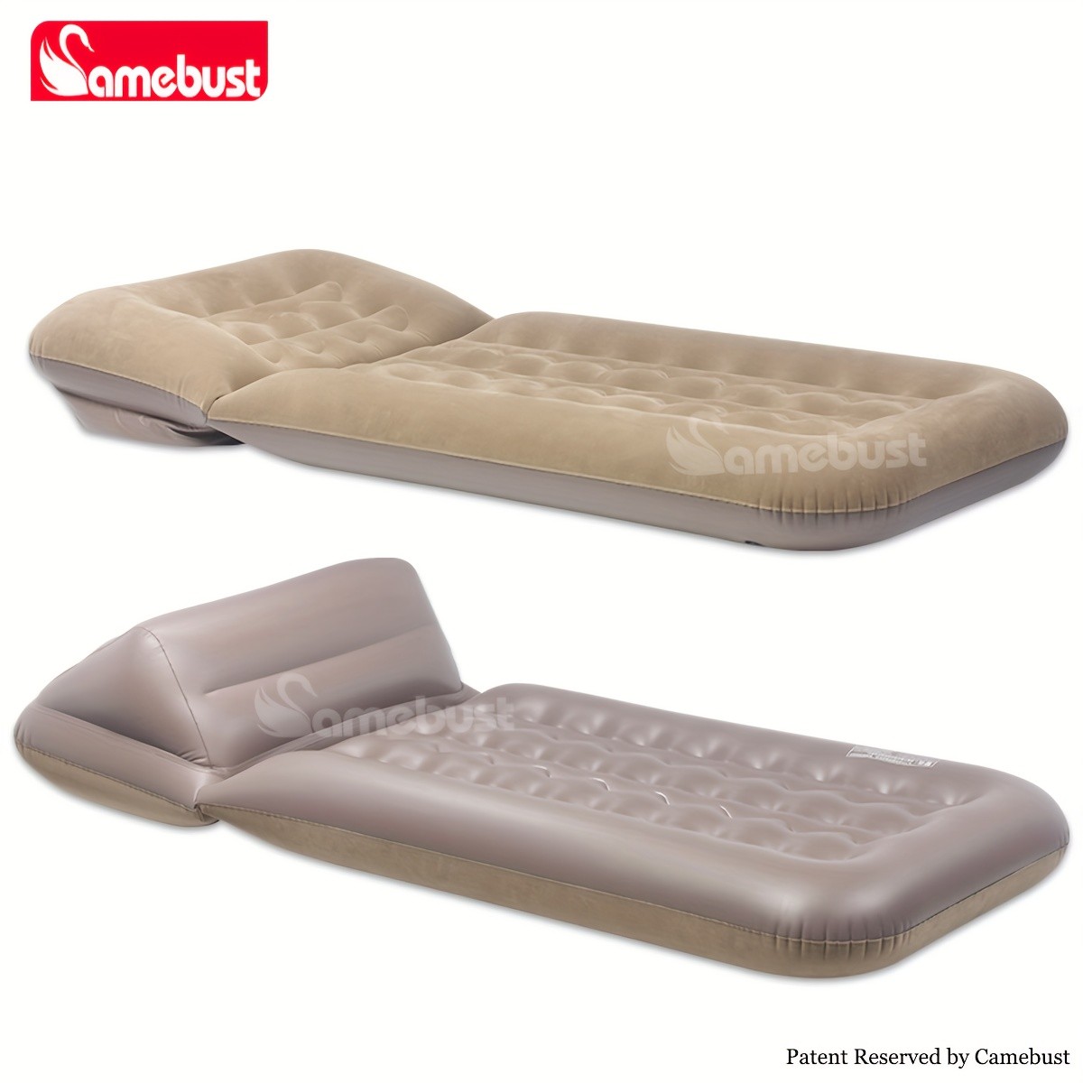 CAMEBUST Inflatable Flocked PVC Sofa Single Foldable Air Mattress for Home and Outdoor Use
