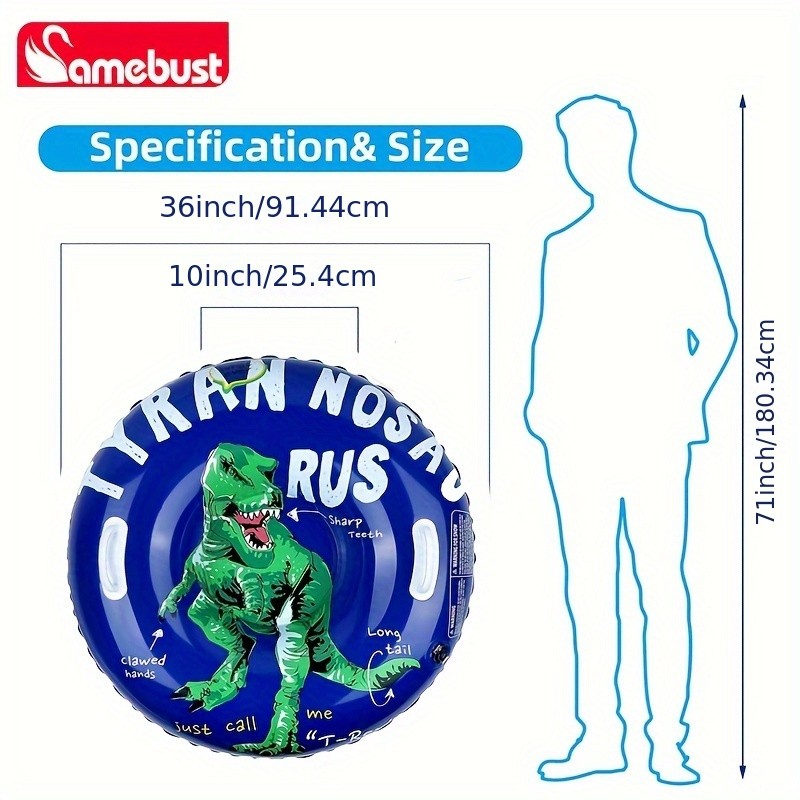 CAMEBUST Inflatable Snow Tube with 2 Handles  Skiing, Skating, and Winter Sledding Fun
