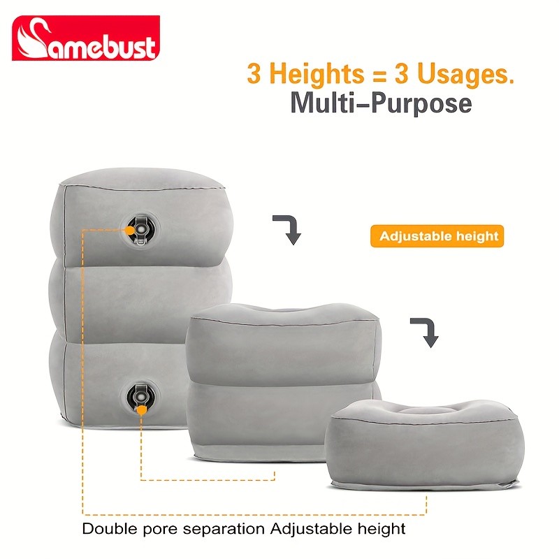 CAMEBUST Inflatable Foot Rest Pillow  Adjustable Cushion for Travel, Airplane, and Car Comfort