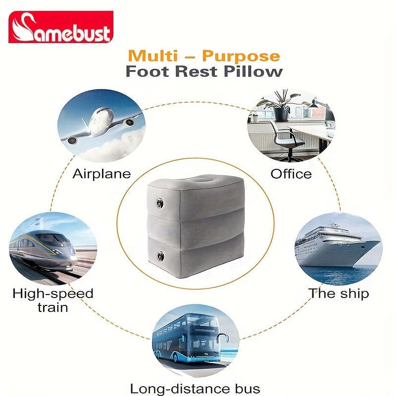 CAMEBUST Inflatable Foot Rest Pillow  Adjustable Cushion for Travel, Airplane, and Car Comfort