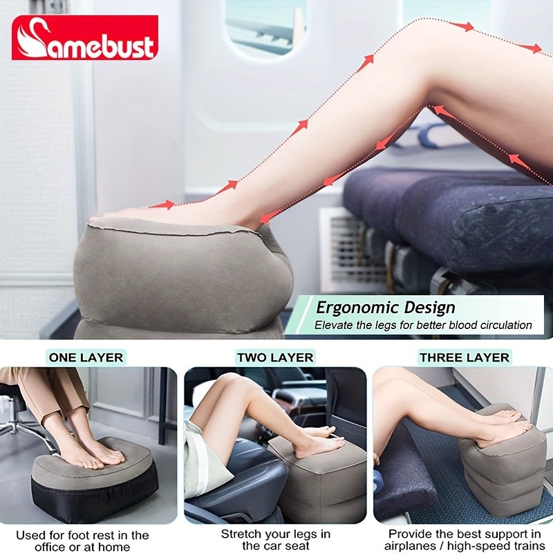 CAMEBUST Inflatable Foot Rest Pillow  Adjustable Cushion for Travel, Airplane, and Car Comfort