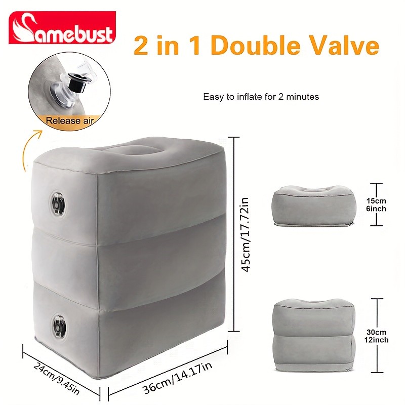 CAMEBUST Inflatable Foot Rest Cushion  Adjustable Travel Pillow for Cars, Trains, and Airplanes