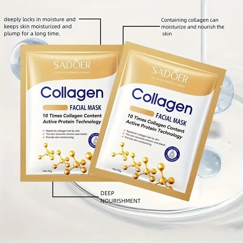 SADOER 20-Pack Collagen Face Mask with 95% Pure Collagen Formula  Deep Hydration & Instant Glow with Collagen-Infused Skincare