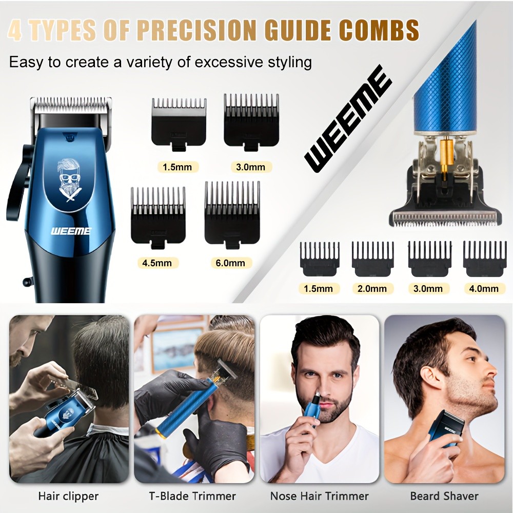 WEEME 4pcs Set Mens Electric Hair Trimmer
