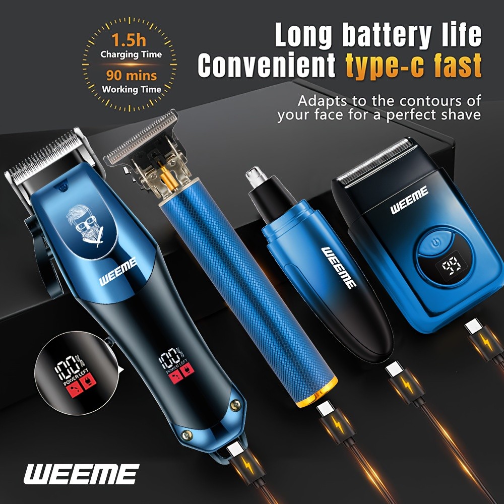 WEEME 4pcs Set Mens Electric Hair Trimmer