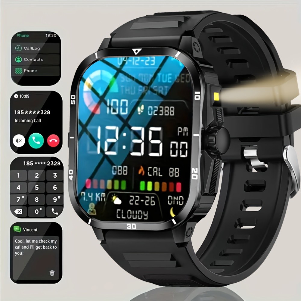 ERUN Mens Smartwatch  2.01-Inch Full Touchscreen Smartwatch with Wireless Call/Answer, Sports Modes, and Music Controls