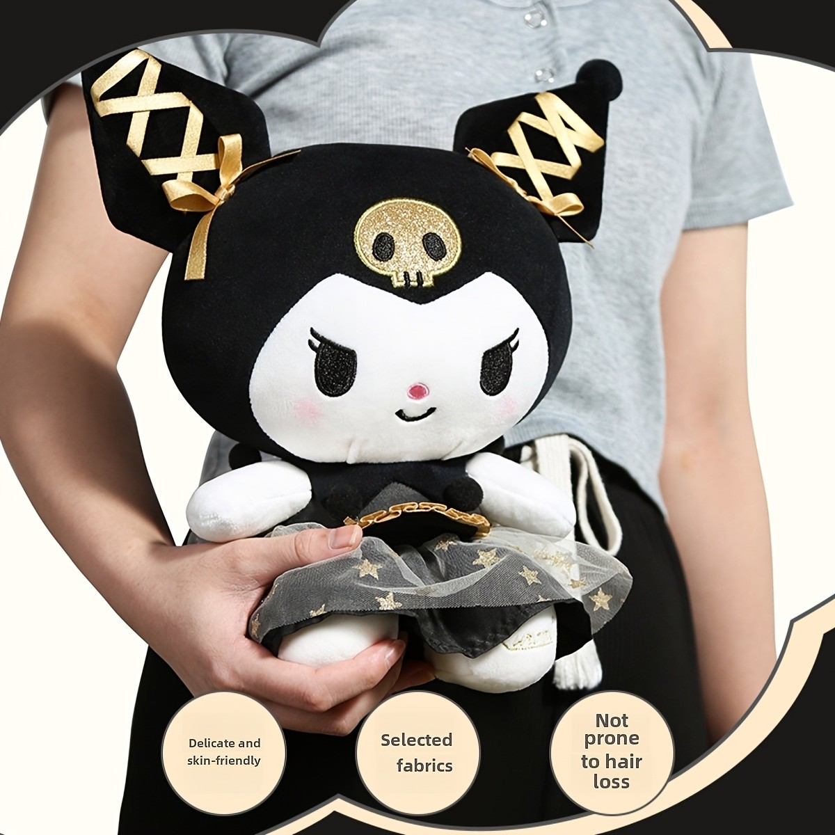 Charming Black & Golden Plush Doll