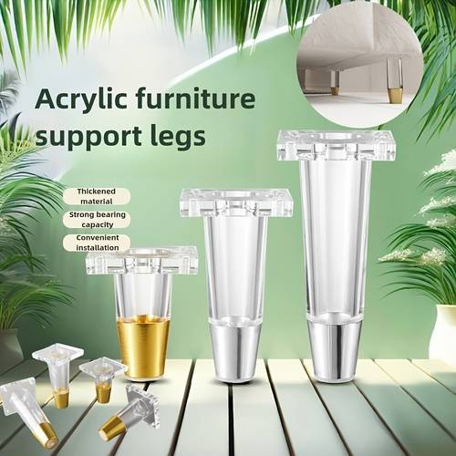 PMMJ Set of 4 Acrylic Furniture Legs  Elegant Crystal Clear Legs for Custom Furniture Designs