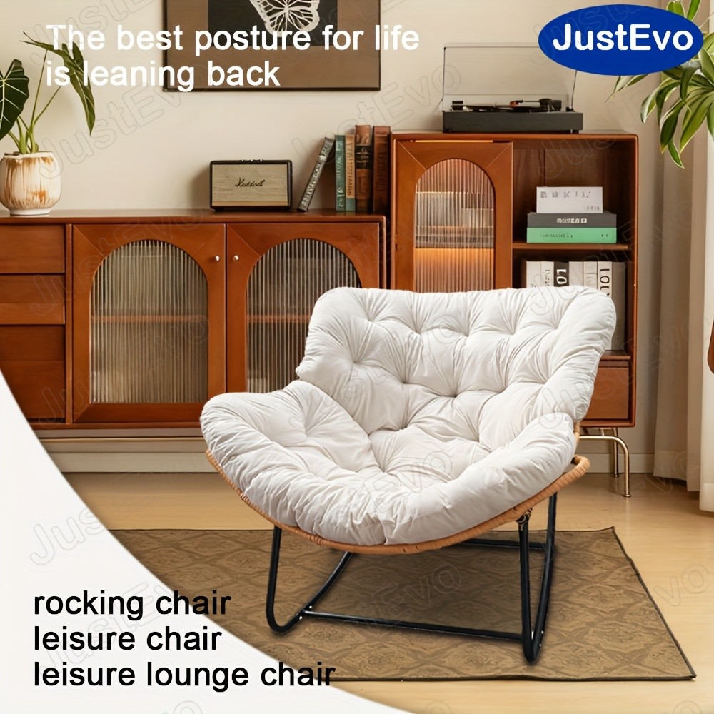 JUSTEVO Extra Large Comfortable Rocking Chair Ergonomic Recliner with Adjustable Headrest for Ultimate Relaxation