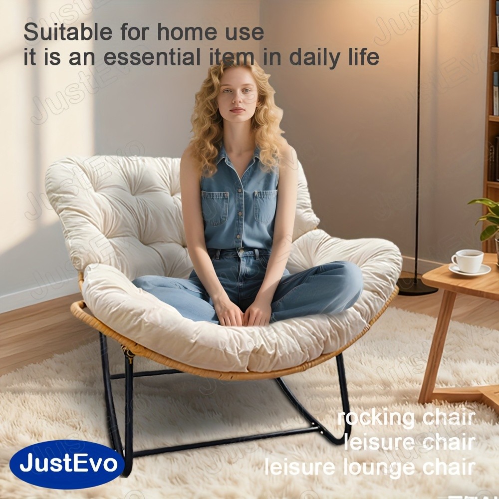 JUSTEVO Extra Large Comfortable Rocking Chair Ergonomic Recliner with Adjustable Headrest for Ultimate Relaxation