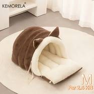KEMORELA 2025 New Cat Ear Cat Bed  Soft, Plush Semi-Enclosed Pet Nest for Ultimate Comfort
