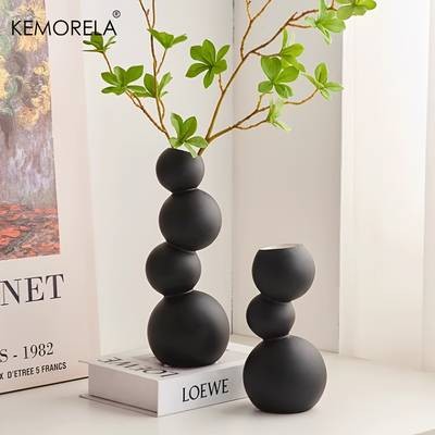 KEMORELA Black and White Softball Ceramic Vase  Classic Ceramic Vase for Flower Arrangements and Home Decor