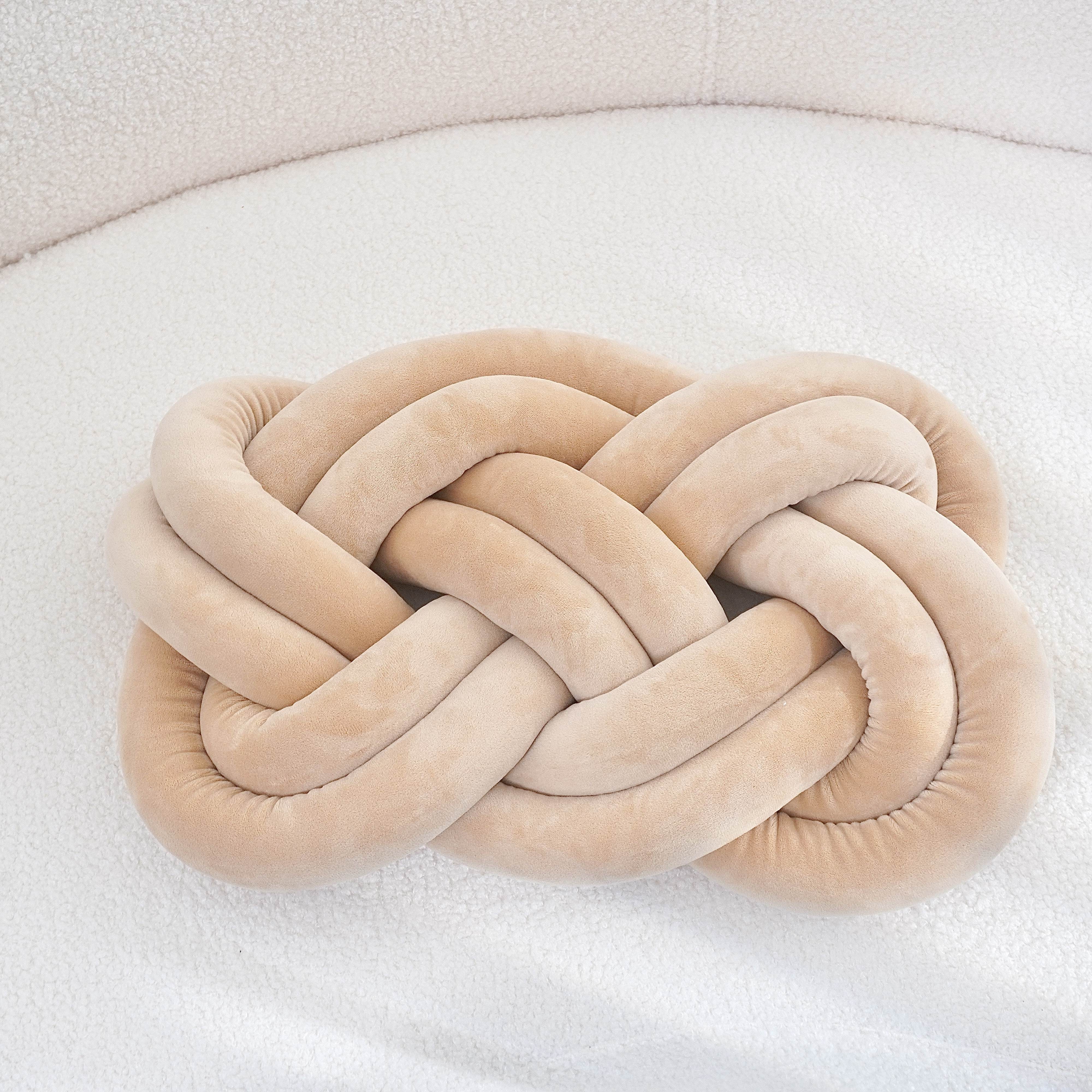 YLBKIKR Soft & Stylish Knotted Throw Pillow Geometric Design and Washable Polyester Cushion for Sofa and Bedroom Decor