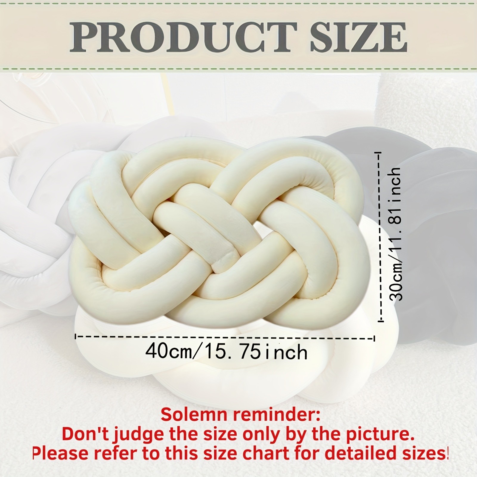 YLBKIKR Soft & Stylish Knotted Throw Pillow Geometric Design and Washable Polyester Cushion for Sofa and Bedroom Decor