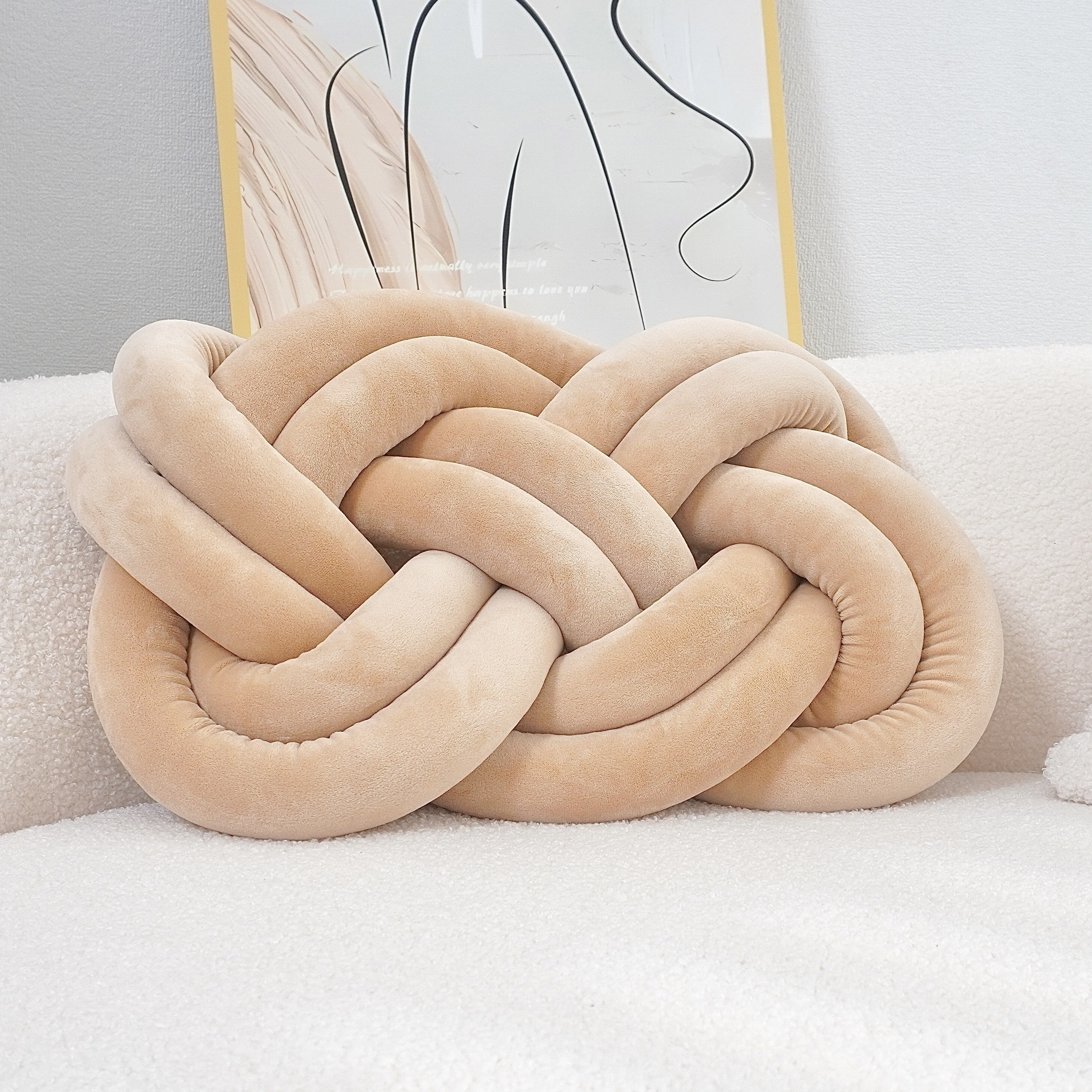 YLBKIKR Soft & Stylish Knotted Throw Pillow Geometric Design and Washable Polyester Cushion for Sofa and Bedroom Decor