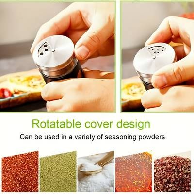 Faridabio 12pcs Stainless Steel Seasoning Jars with Glass Lids Durable Spice & Salt Shakers for BBQ and Cooking