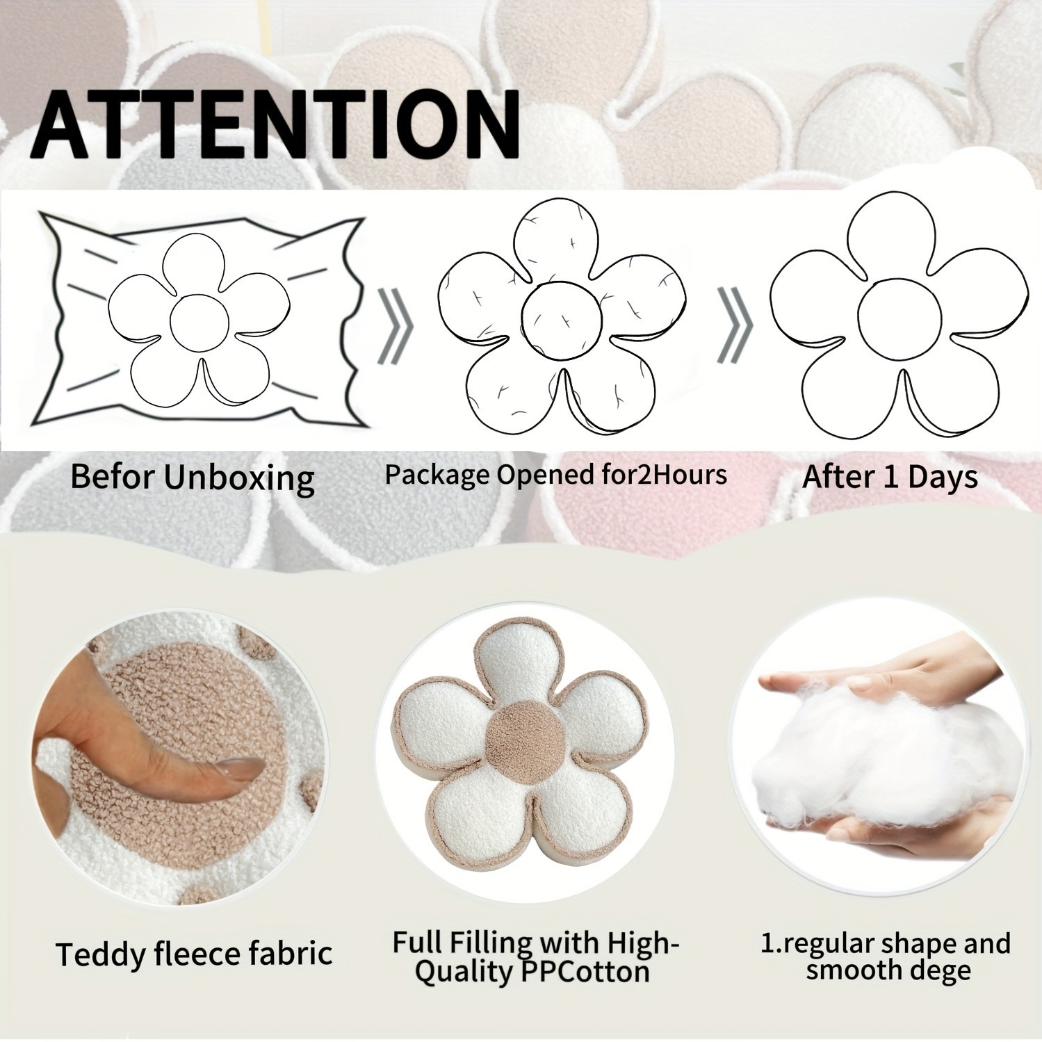 YLBKIKR Chic Geometric Flower Throw Pillow  Soft and Washable Cushion for Bed and Sofa Decor