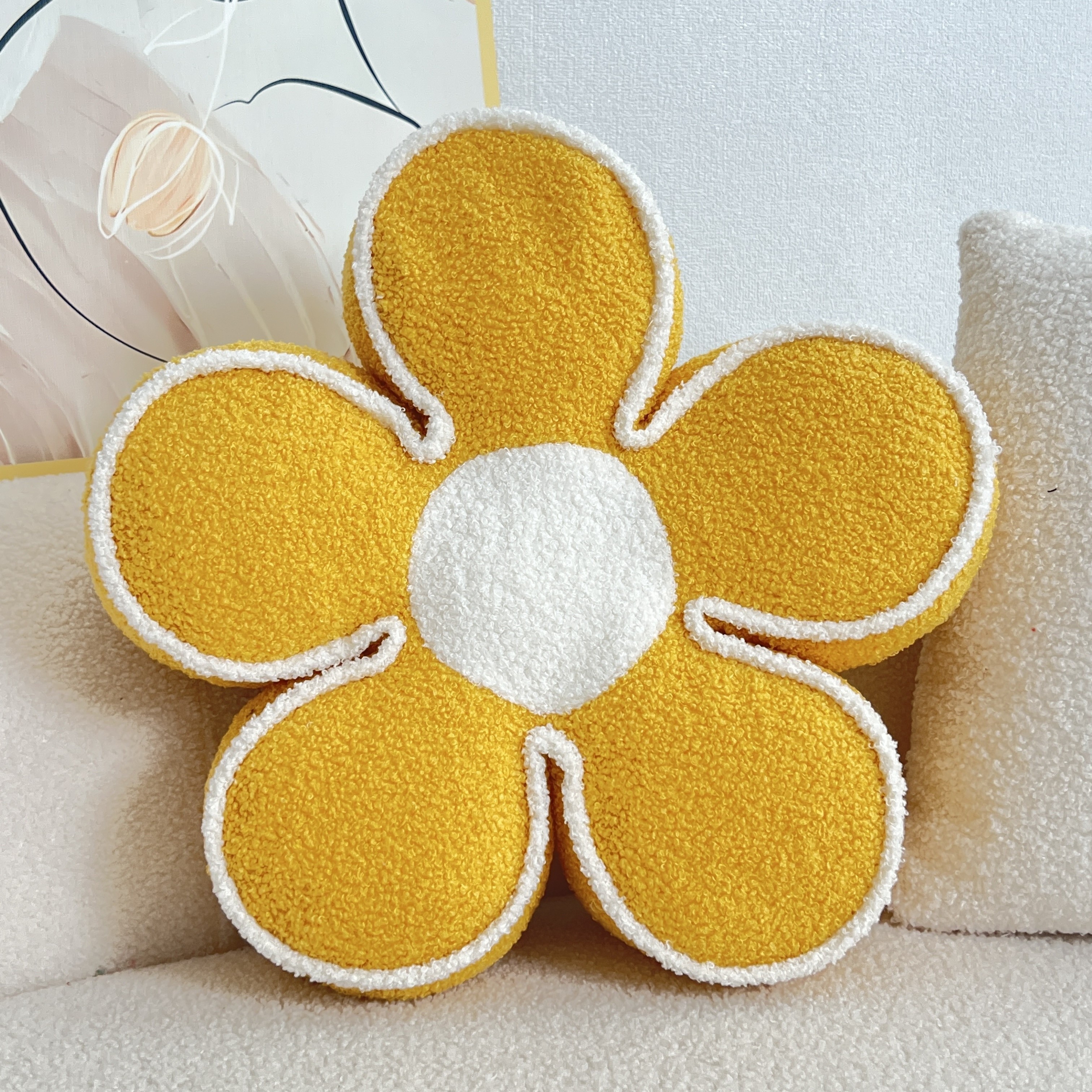 YLBKIKR Chic Geometric Flower Throw Pillow  Soft and Washable Cushion for Bed and Sofa Decor