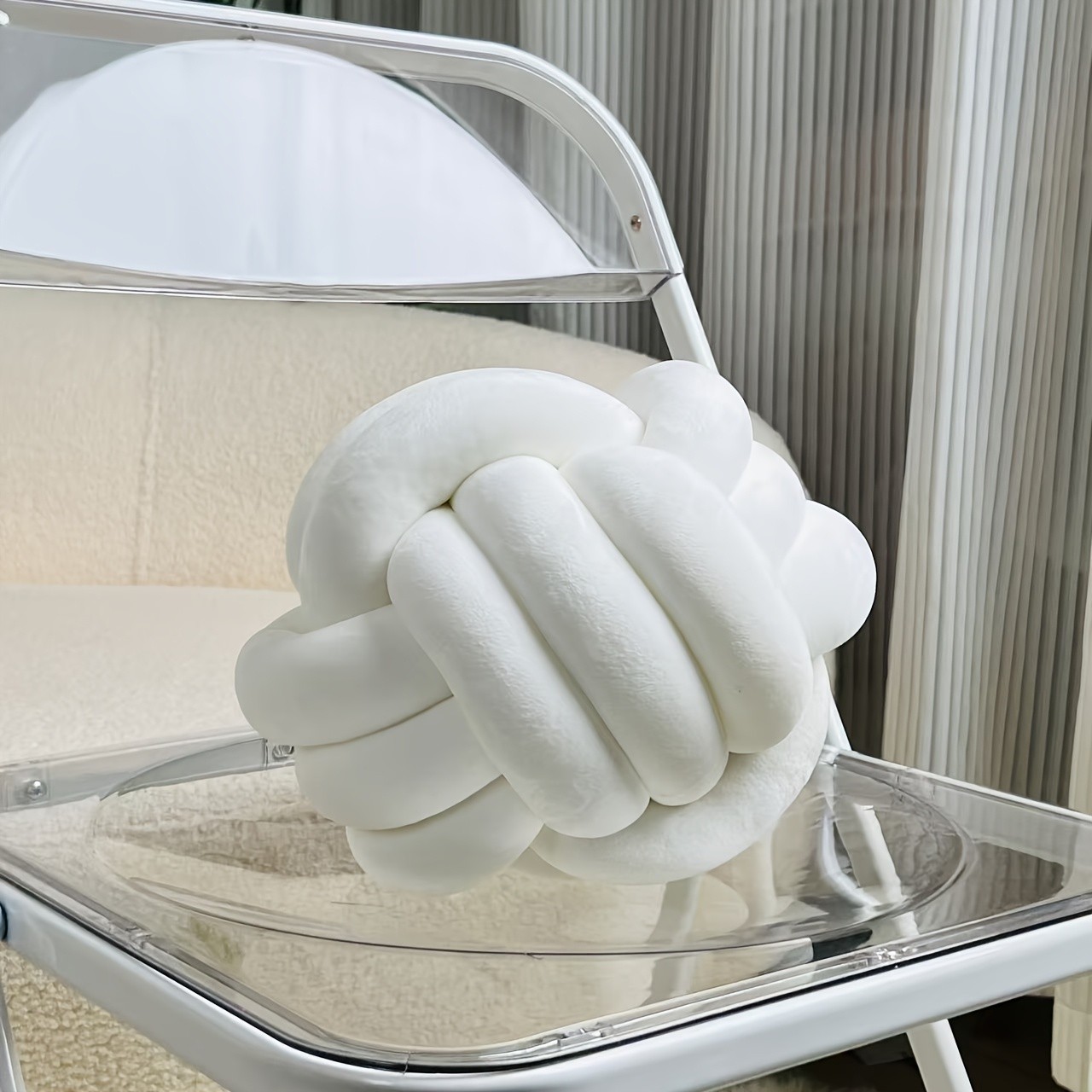 YLBKIKR Handwoven Knot Ball Pillow  Soft, Quilted Texture for Sofa, Bed, and Chair Comfort with Minimalist Boho Style