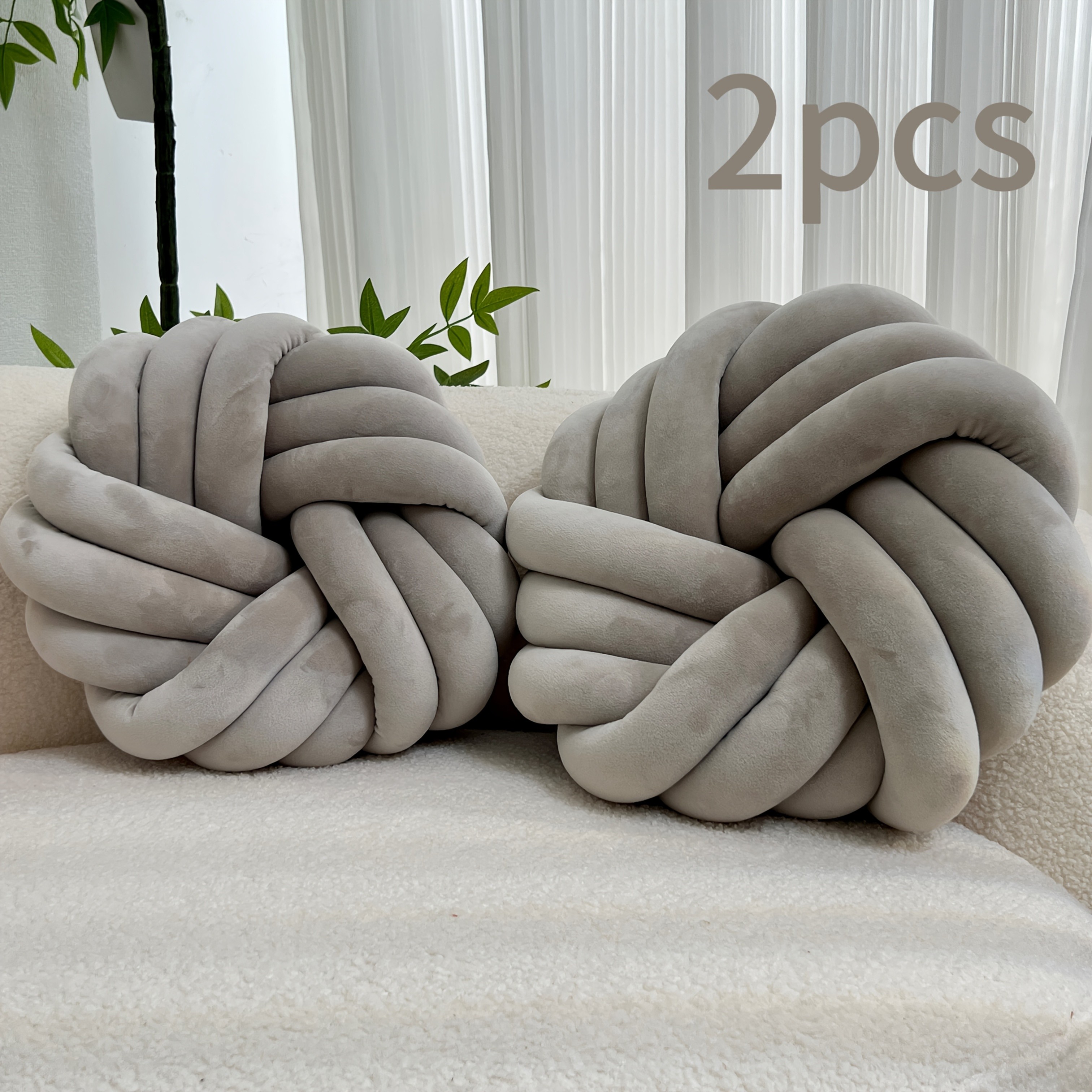 YLBKIKR 2pcs Minimalist White Knot Decorative Pillows Soft Plush Cushions with Tissue Holder for Versatile Home Decor
