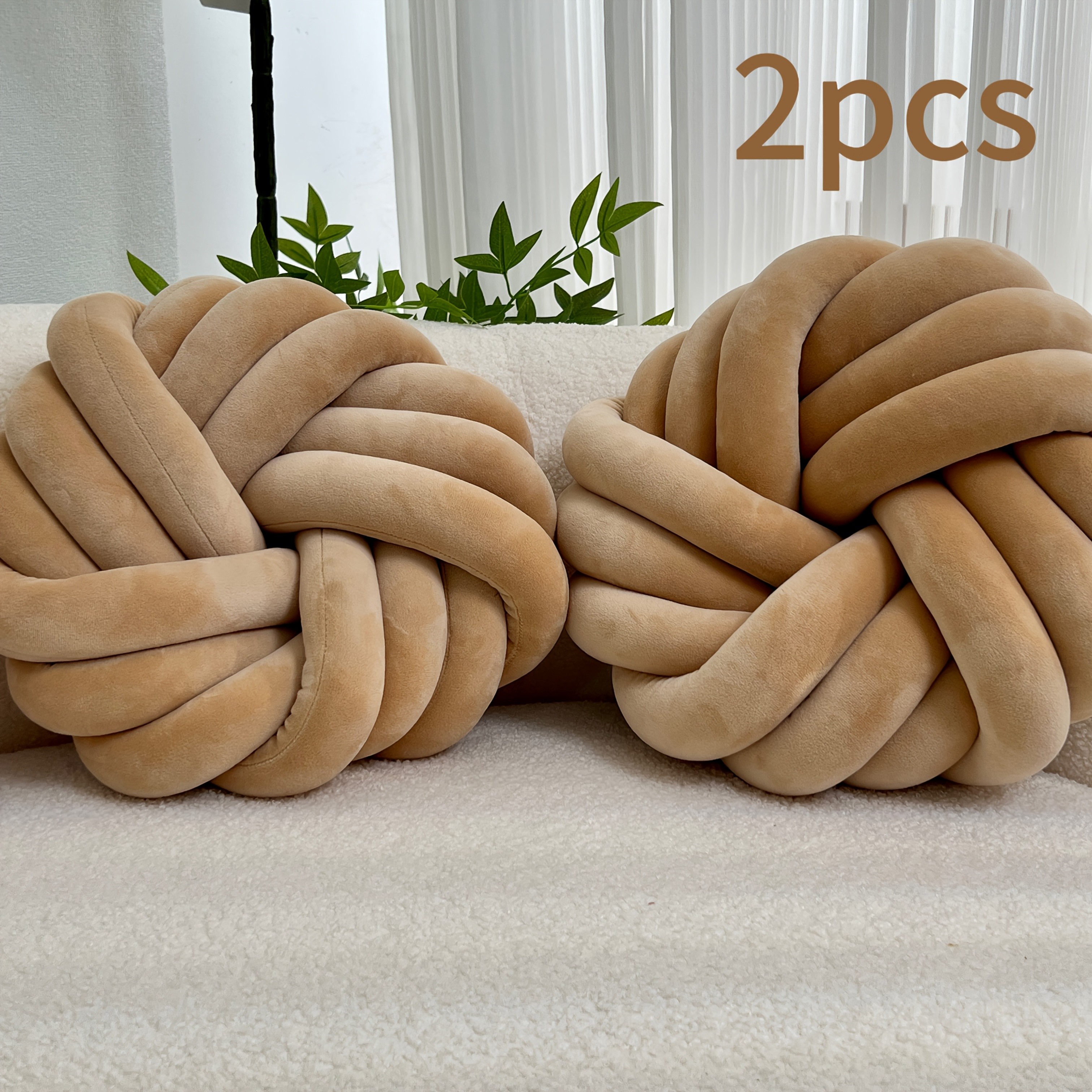 YLBKIKR 2pcs Minimalist White Knot Decorative Pillows Soft Plush Cushions with Tissue Holder for Versatile Home Decor