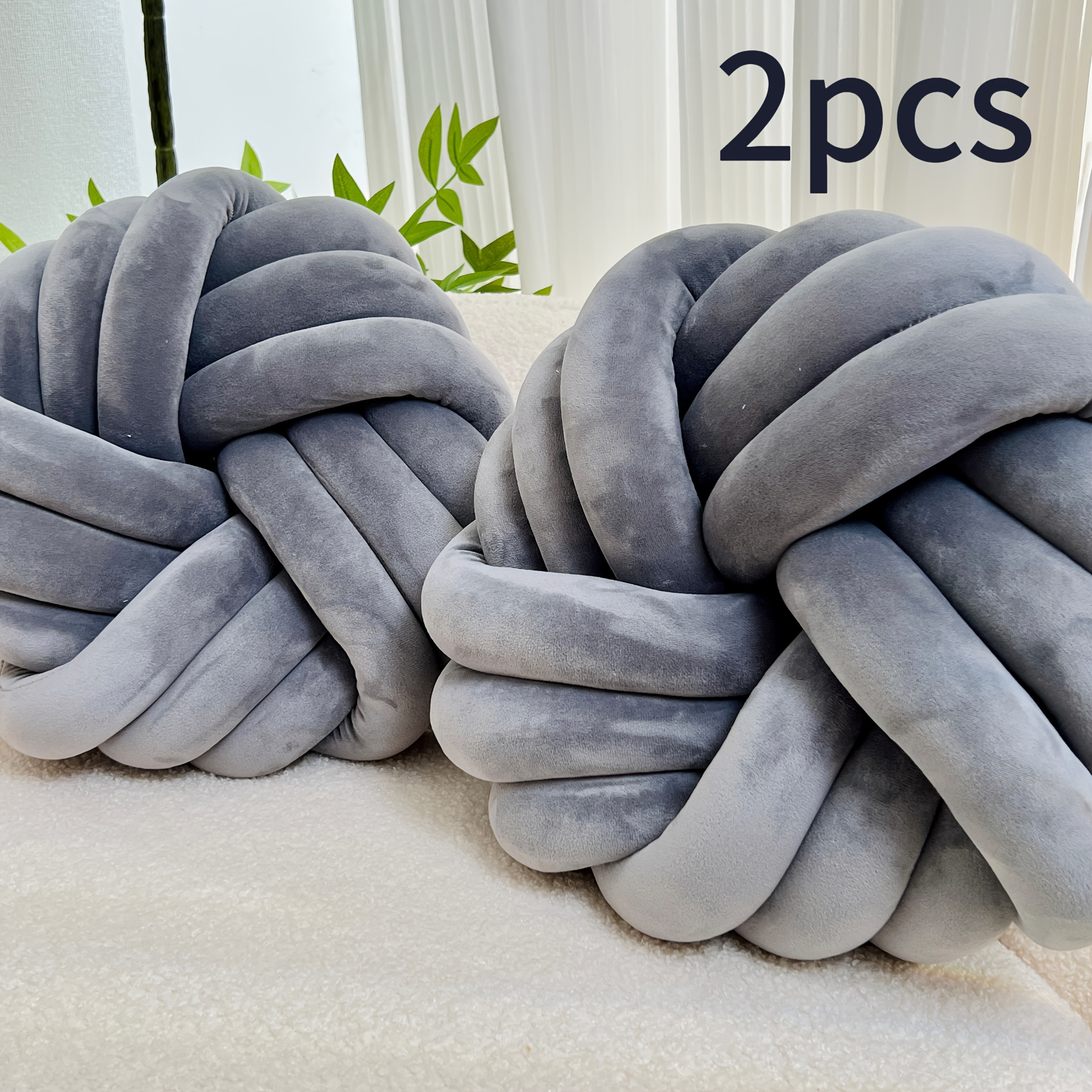 YLBKIKR 2pcs Minimalist White Knot Decorative Pillows Soft Plush Cushions with Tissue Holder for Versatile Home Decor