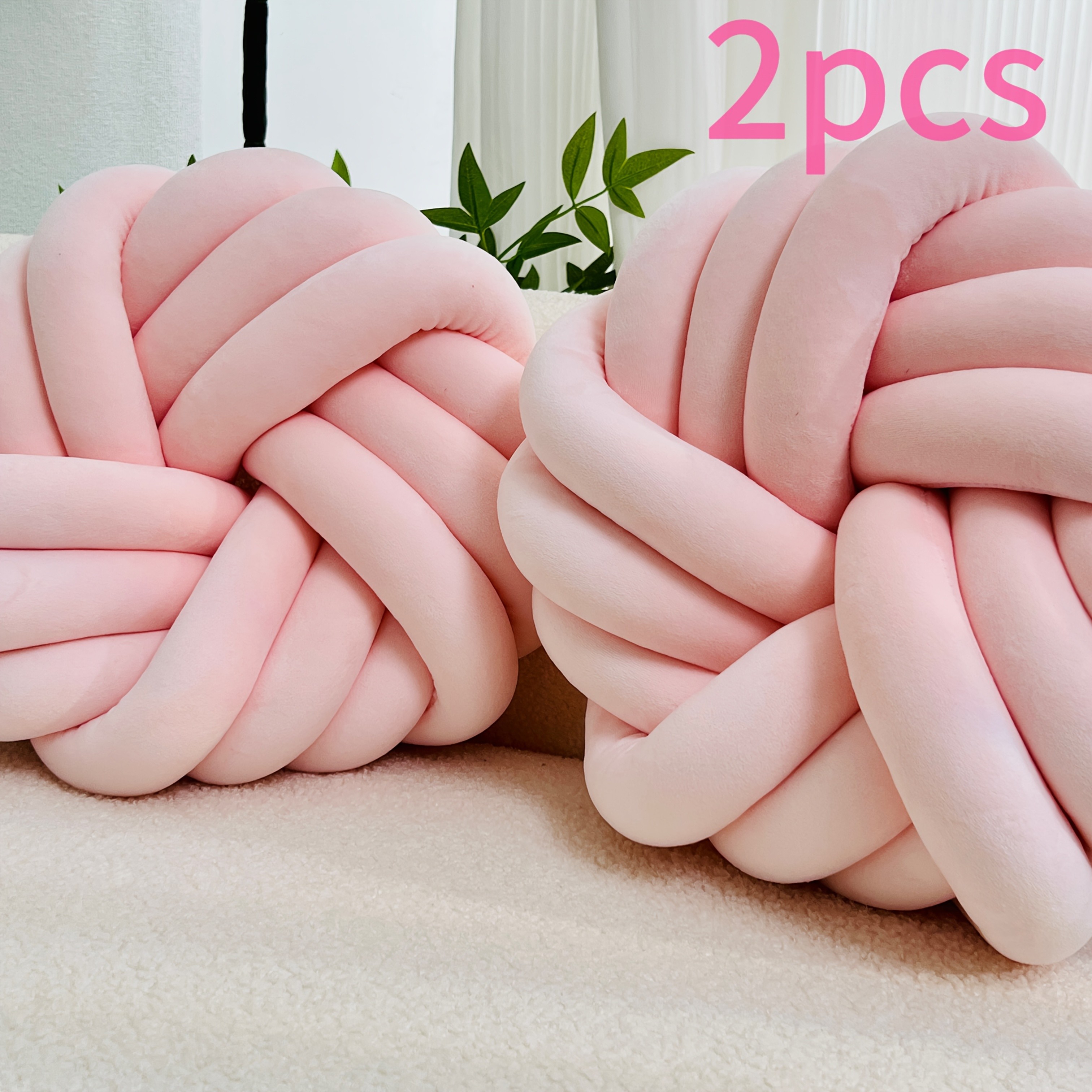 YLBKIKR 2pcs Minimalist White Knot Decorative Pillows Soft Plush Cushions with Tissue Holder for Versatile Home Decor