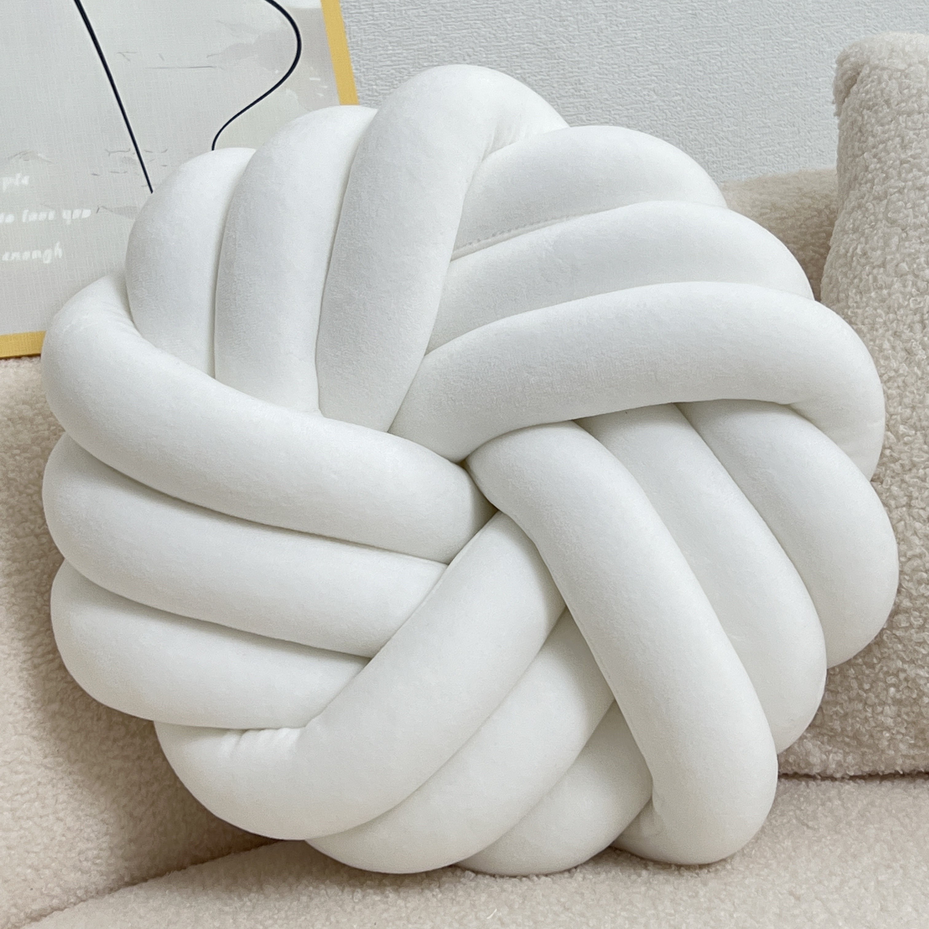 YLBKIKR Handmade Soft Plush Knot Throw Pillow Multi-Color Modern Minimalist Cushion for Sofa, Bed, and Chair Accent